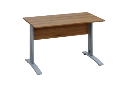 EPK 17 - 12 stůl kancelářský, kovová podnož stříbrná, deska 18 mm, široký 1200 mm, ořech světlý